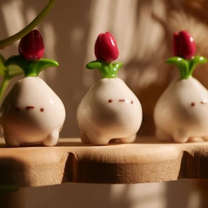 Cute Tulip Bulb Figurine || Clay Desk Friend || Handmade Polymer Clay Figurine