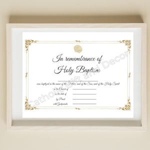 Certificado de bautismo católico imprimible / Regalo de bautismo católico / Certificado de bautismo / Certificado de sacramento católico