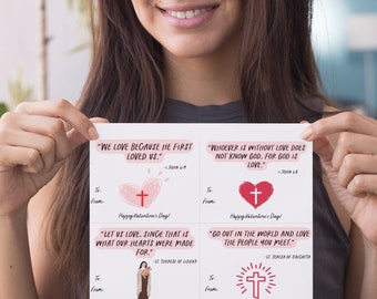 Printable Catholic Valentine Cards | St. Valentine | Religious Valentine&#39;s Day Cards | Catholic Valentine Gifts | Instant Download PDF