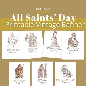 Printable All Saints&#39; Day Banner | Catholic Decor | Catholic Hallowtide | Catholic Fall Decor | Catholic Home | Catholic Printables