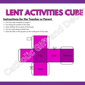 Catholic Lent PDF | Lent Activity Cube | Lent for Kids | Lent Printable for Kids | Lenten Activity | Lent Printable | Lent Worksheet