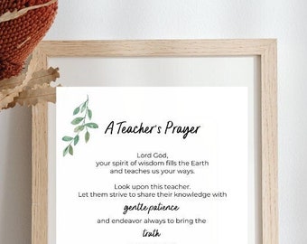 Catholic Teacher Gift | A Teacher's Prayer PDF Print |  Catholic Classroom | Christian Teacher Gift | Catholic School's Week |