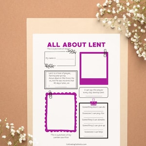 Catholic Lent Activity PDF | Lent Worksheet | Lent for Kids | Lent Printable for Kids | Lenten Activity | Ash Wednesday | Catholic Printable