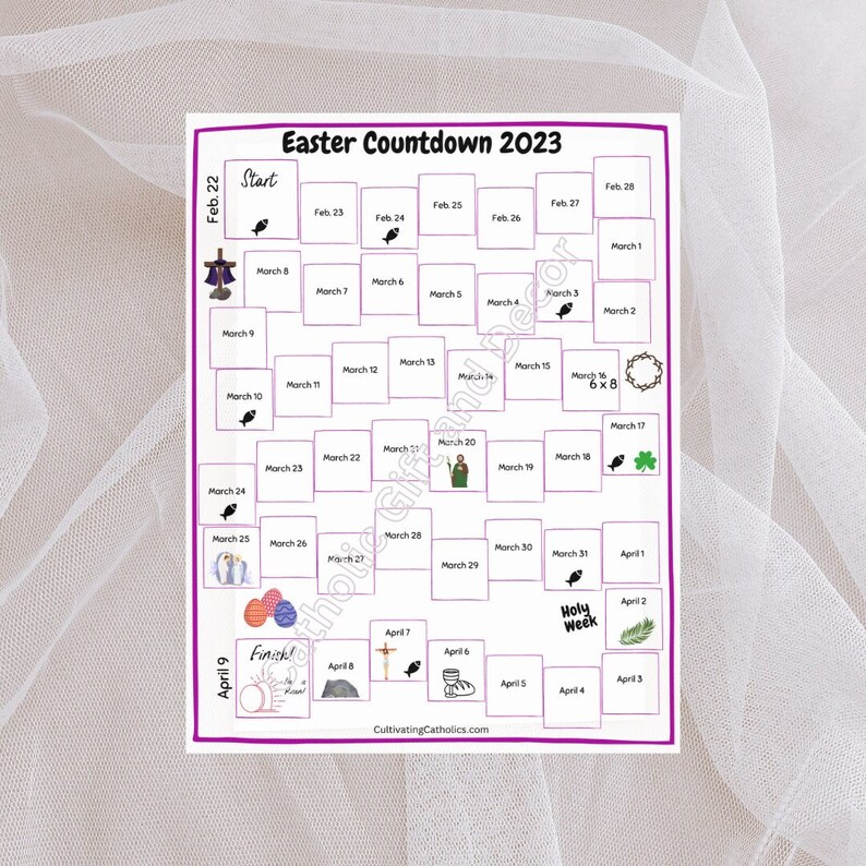 Catholic Lent Calendar PDF Easter Countdown Calendar for Kids Lent