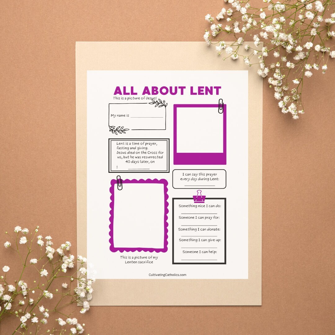 Catholic Lent Activity PDF Lent Worksheet Lent for Kids Lent