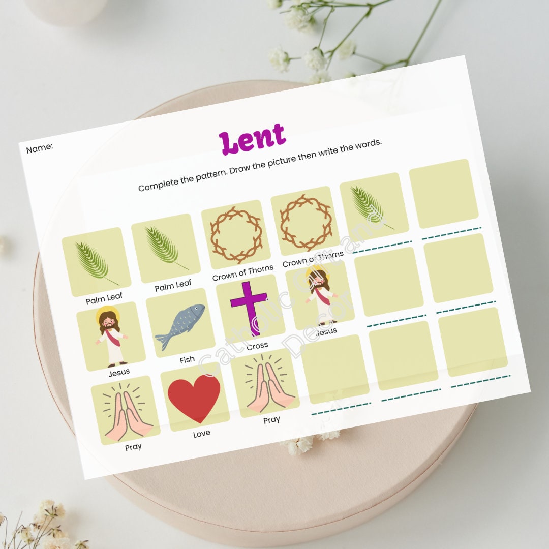 Catholic Lent PDF | Pattern Completion | Lent for Kids | Lent Printable for Kids | Lenten ...