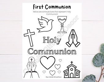 Printable Catholic First Communion Coloring Page | 1st Communion Worksheet | 1st Holy Communion| First Holy Communion | Instant Download PDF
