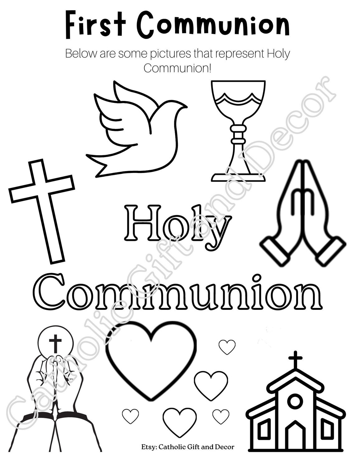 Printable Catholic First Communion Coloring Page 1st Communion