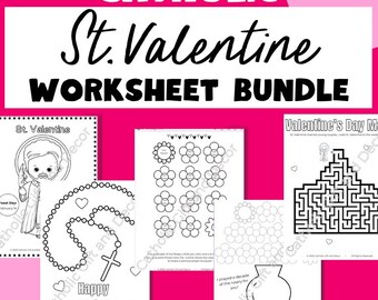 Catholic St. Valentine's Worksheets | Valentine's Day Printables | Catholic Valentine | St. Valentine Printables | Valentine's Day Download