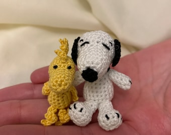 Crocheted Snoopy and Woodstock