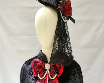 Victorian Gothic Spider Fascinator Hat and Cape Women&#39;s & Girls&#39; Halloween Party Costume