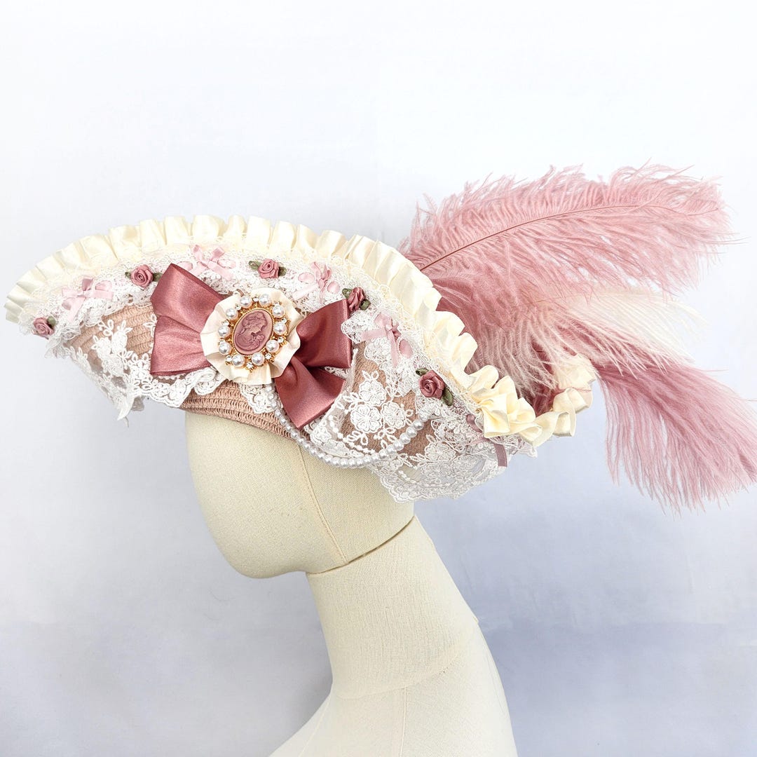 Pink and Cream Rococo Tricorn Pirate Hat | Renaissance Costume ...