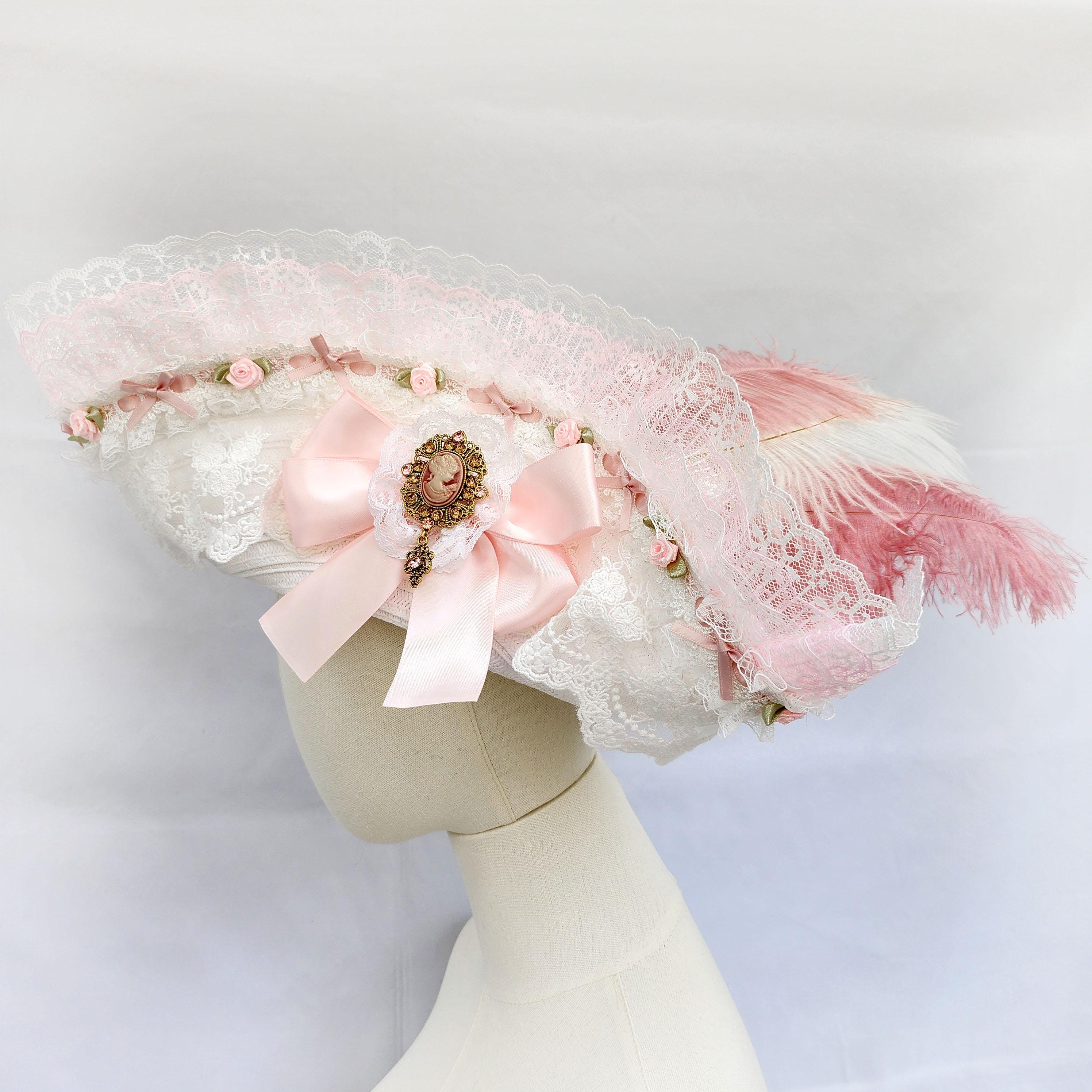 White and Pink Rococo Tricorn Pirate Hat | Renaissance Costume ...
