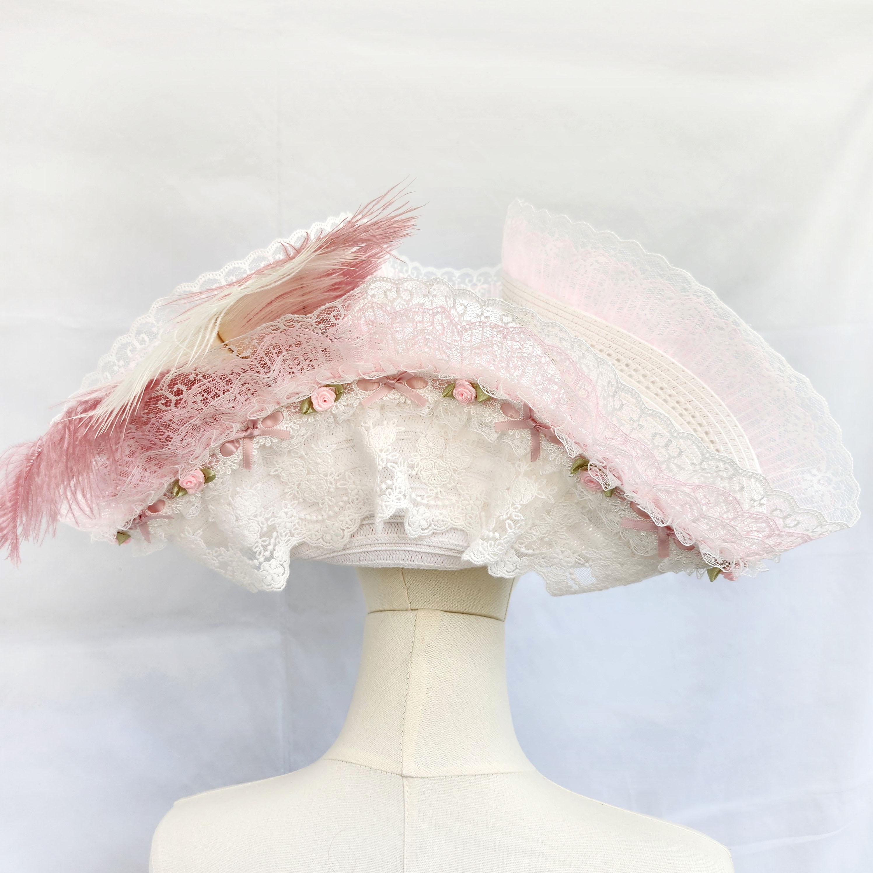 White and Pink Rococo Tricorn Pirate Hat | Renaissance Costume ...