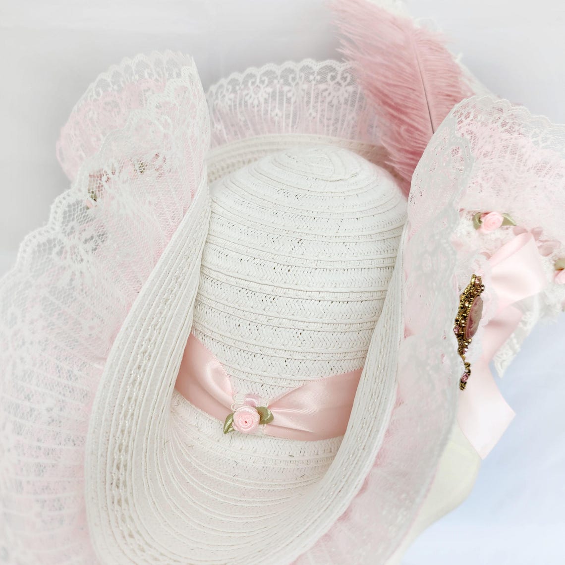 White and Pink Rococo Tricorn Pirate Hat | Renaissance Costume ...