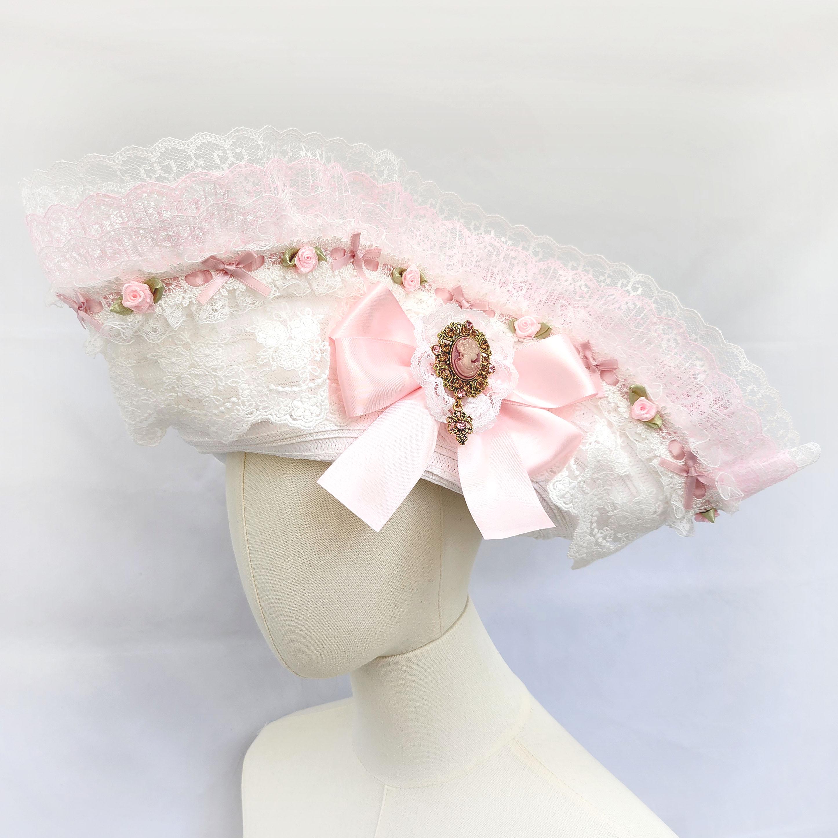 White and Pink Rococo Tricorn Pirate Hat | Renaissance Costume ...
