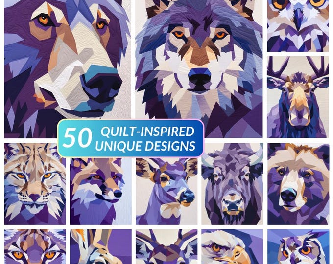 50 Forest Animals Pictures in Style of Geometric Wildlife Quilt ...