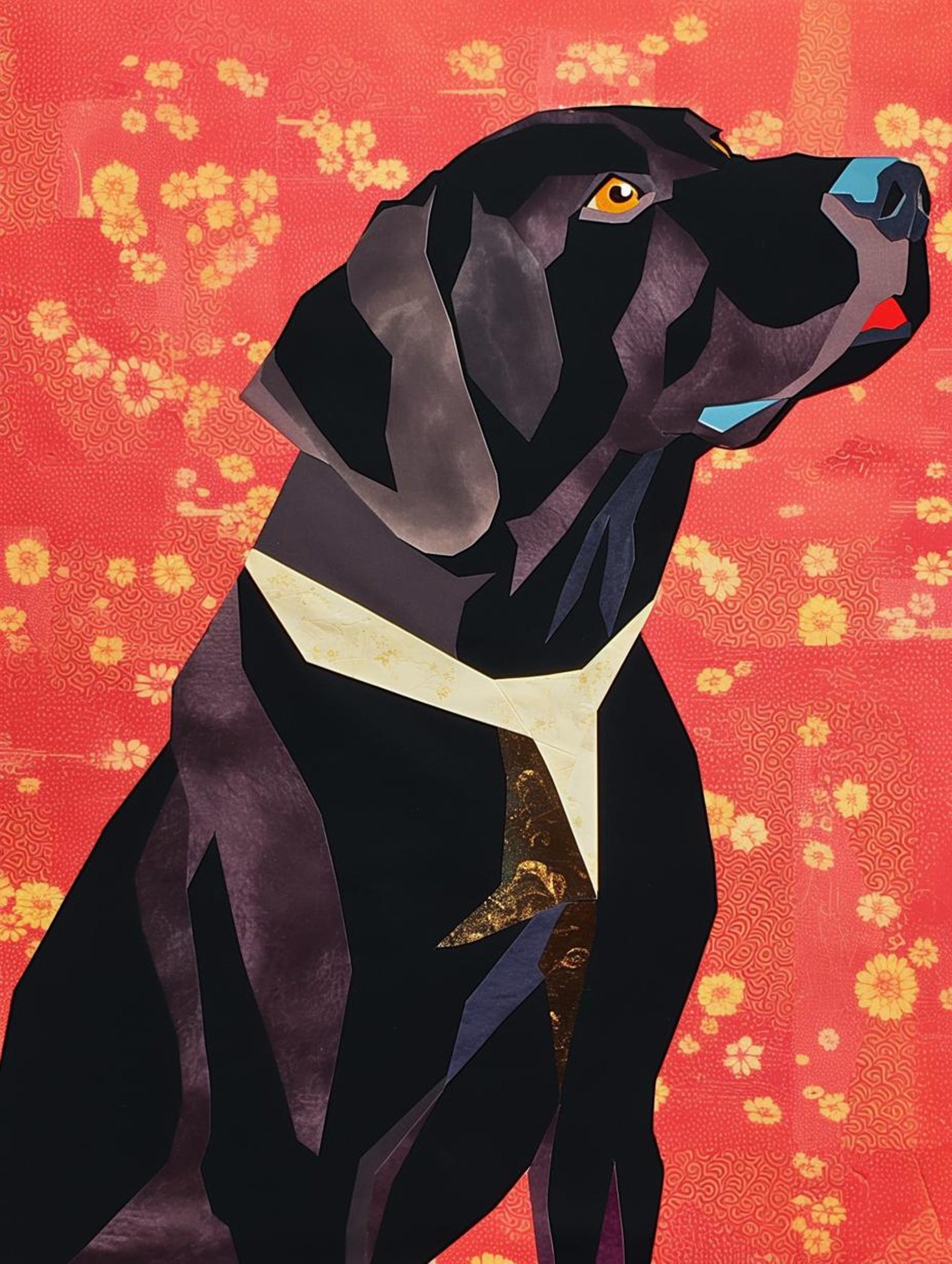 Labrador Pattern Wallpaper Colorful Labrador Retriever Quilt Art – Patchwork Dog Portrait ...