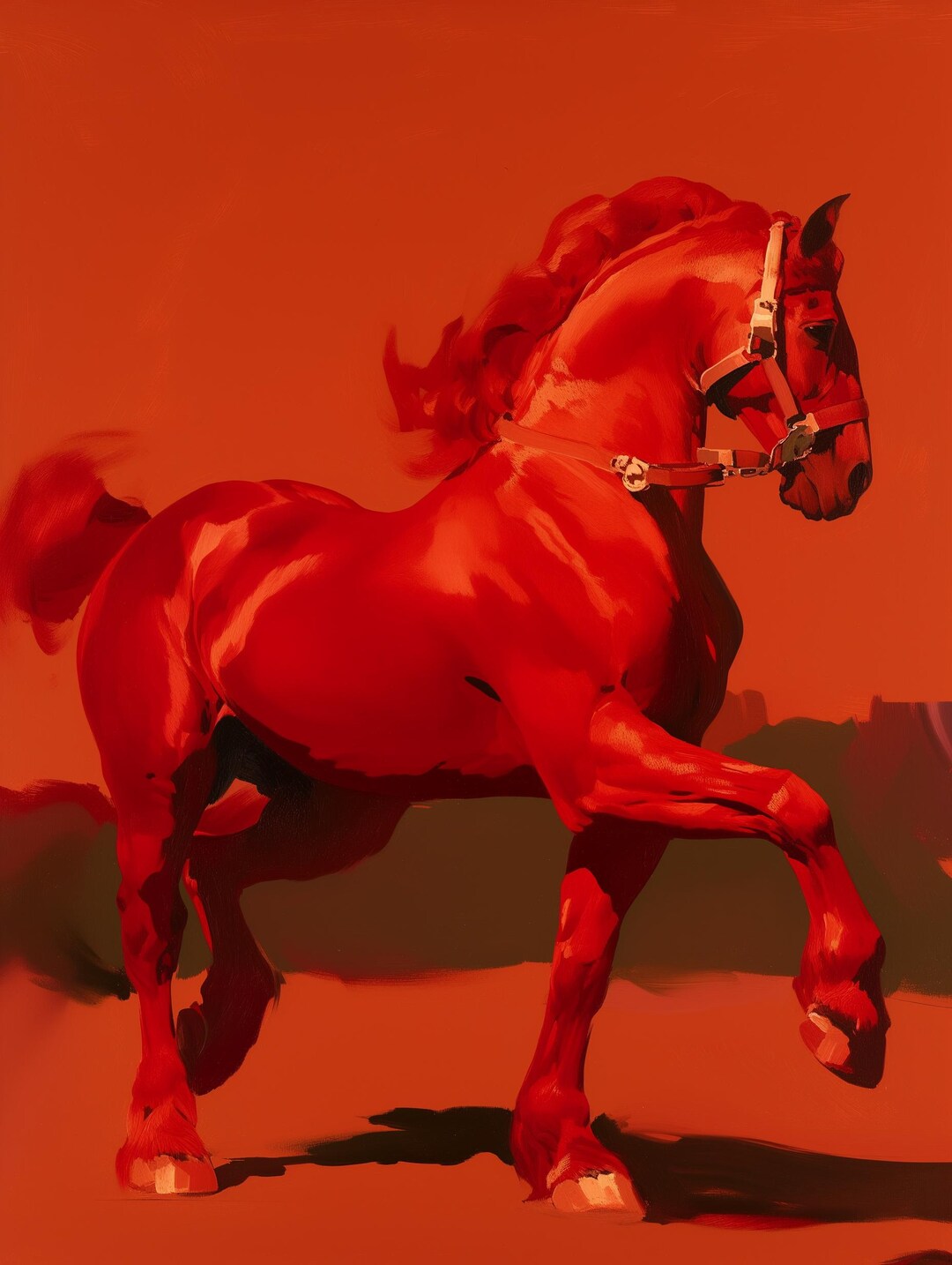 Red Horse Abstract Art Prints: Dynamic Equestrian Wall Decor (digital ...