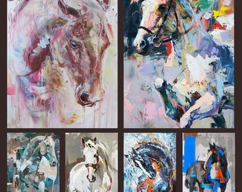 Abstract Horse Painting Print Set: Colorful Equestrian Wall Art (Digital Download)
