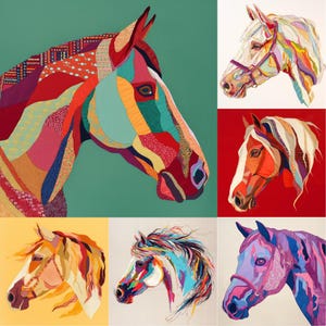 46 Moderne Pferde Quilt Ideen. Pferde Stoff Collagen Muster Ideen. Quilt Appliqué Muster, Pferde Stickmuster Ideen - NUR BILDER