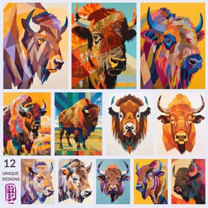 Set of 12 BISON QUILT IDEAS || Modern Bufalo Quilt Design Set - Foundation Paper Piecing Inspiration YoyoSaro - Bold and Modern Sewing ideas