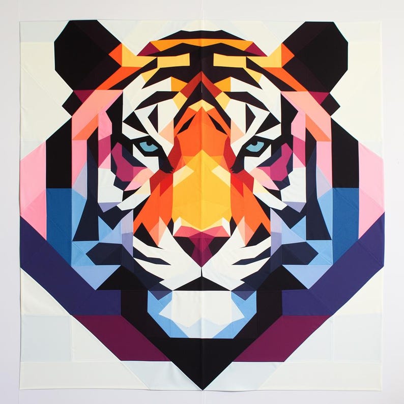 Geometric Tiger Quilt Designs: Modern FPP Pattern Set (digital Download ...