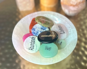 Inspirational Word Pocket Stone, Crystal Worry Stone, Small Crystal Stones, Pocket Stones