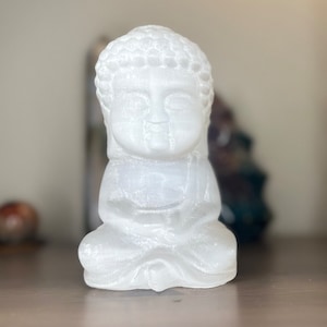 Selenite Crystal Buddha Carving - Nearly 2lbs! Crystal Carving, Crystal Buddha, Buddha Carving