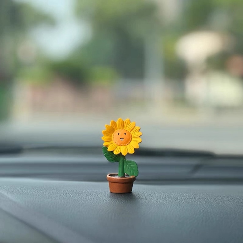 Car Accessories Japanese Style Cat and Sunflower Car Dashboard Etsy