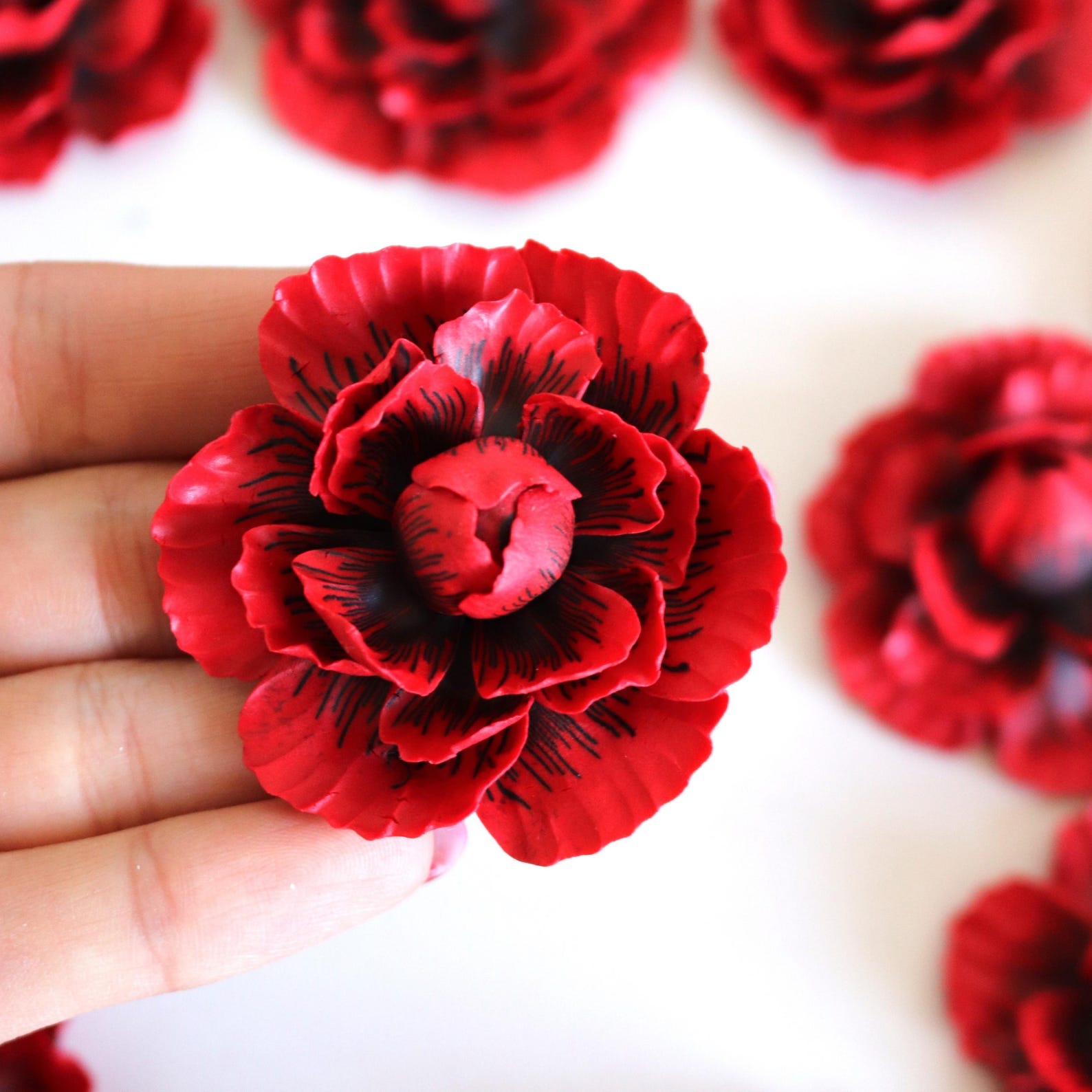 Handmade Red Rose Polymer Clay Earrings: Lightweight Floral Jewelry - Etsy