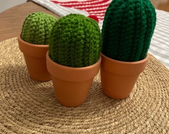 Crocheted Cactus | Desk Plant | Office Decor | Dorm Plant | Fake Cactus Plant | Sewing Pin Cushions