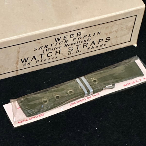 Authentic 1944 WW2 Military Issue Watch Band 2-Piece 16mm wide (5/8 in) Brite Co (B0)