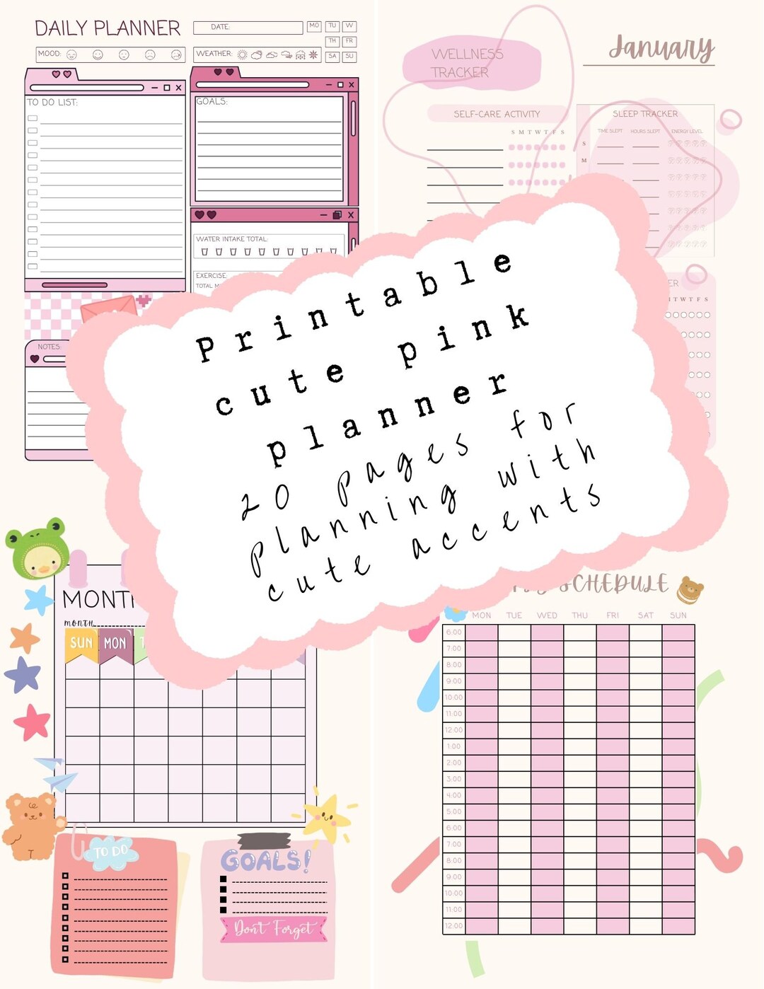 Printable Cute Pink Planner Etsy