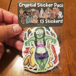 13 Cute Cryptid Waterproof Vinyl Matte Sticker Set Pack Bigfoot Nessie Chupacabra Goatman Mothman Fresno Nightcrawler Flatwoods Monster