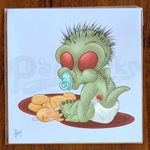 8x8 Original Cute Baby Chupy Chupie Chupacabra Nursery Cryptid Fan Art Print Limited Edition