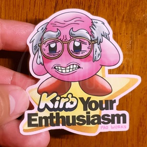 Kirb Your Enthusiasm Kirby Curb Larry David Fan Art Parodie Wasserdicht Vinyl Matte Aufkleber