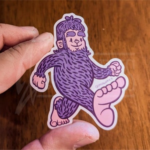 Cute Purple Bigfoot Sasquatch Yeti Skunk Ape Yowie Cryptid Waterproof Vinyl Matte Sticker Pacific Northwest