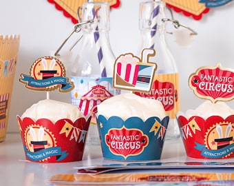 circus cupcake topper, circus cupcake toppers, cupcake toppers carnival, carnival topper , carnival cupcake wrapper, carnival candy box