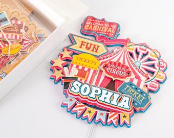 circus carnival cake topper, amusement park party decor, 8 cake topper, carnival theme cake topper, Carnival cake topper, 3D Cake Toppers