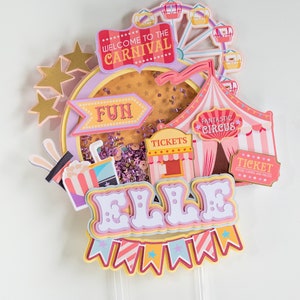 Pink circus cake toppers, circus tent cake topper, carnival cake decorations, pink circus theme cake topper, circus cake topper