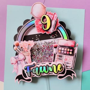 makeup cake topper, makeup party, makeup birthday theme, GRWM cake topper. girls cake topper, cosmetics