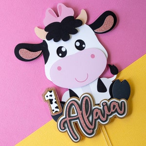 One cow cake topper, holy cow i'm one, cow birthday, Baby First cake topper, cow birthday, farm birthday, holy cow im one