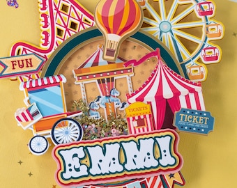 Adorno para tarta de parque de atracciones, cumpleaños de parque de atracciones, fiesta de parque de atracciones, adorno para tarta de noria, adorno para tarta de carnaval de circo, decoración de fiesta