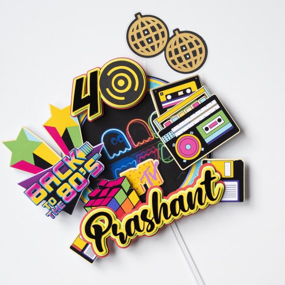 80s Cake Topper, 80's cake topper, 80s Party, neon cake topper, retro cake topper, 80s theme party, 80s party decor