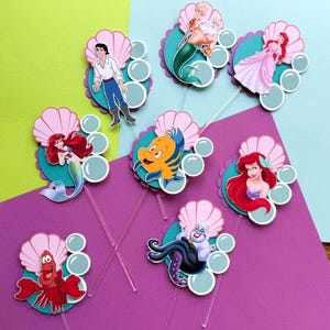 the little mermaid cake topper, the little mermaid 2023, new little mermaid, mermaid cake topper, little mermaid party, mermaid party 12 Cupcake toppers