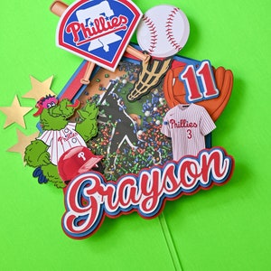 Baseball theme cake topper, Sport Cake topper, Philadelphia phillies cake topper, Baseball birthday Party, phanatic, phillies