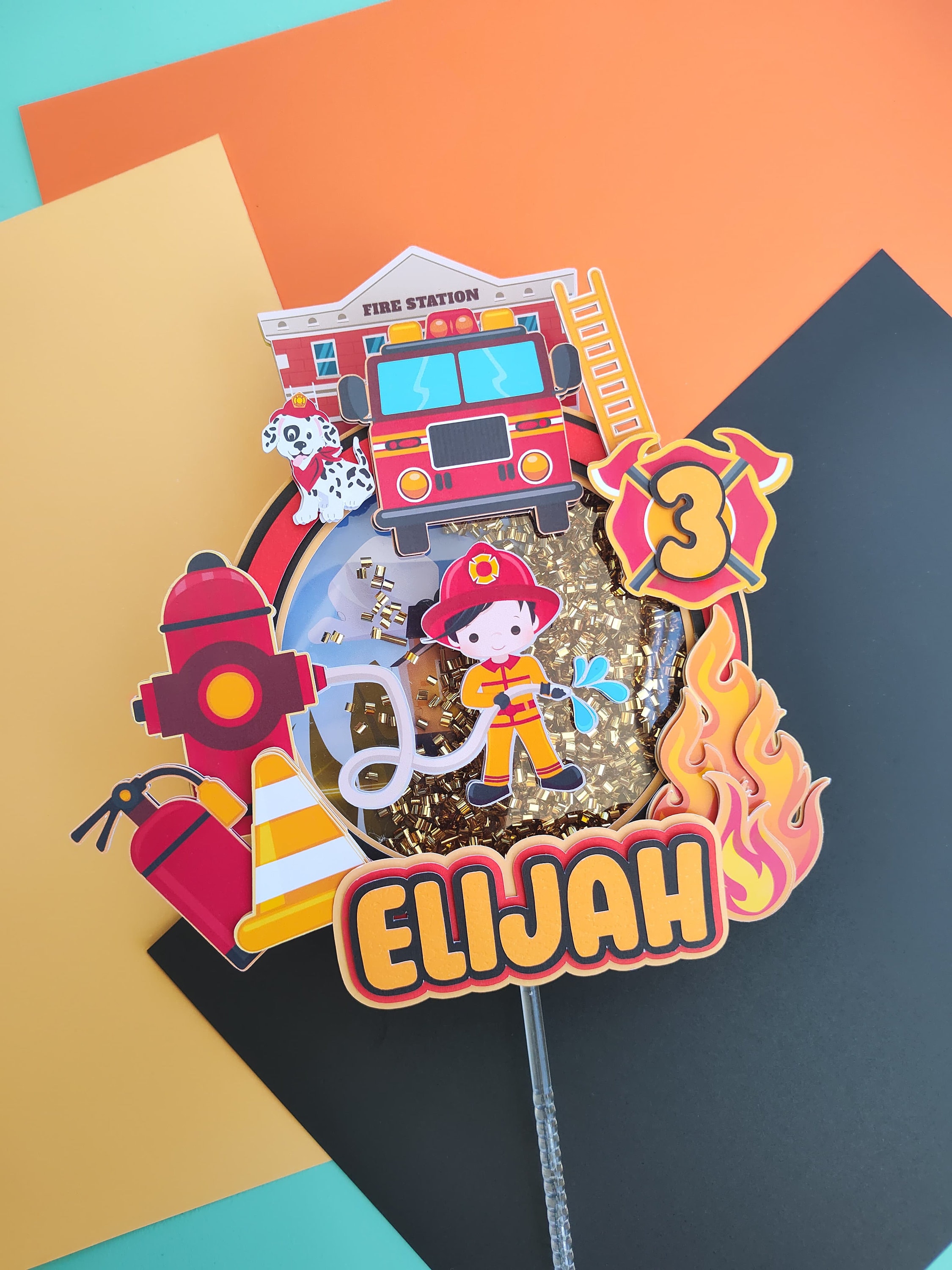 Fire Fighter Topper Firetruck Cake Topper, Firetruck, Firetruck Cake, Firefighter ...