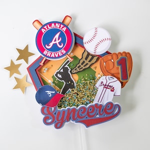 Atlanta Braves cake topper, 3D Shaker cake topper, Baseball theme cake topper, Sport Cake topper, Baseball birthday Party, Toppers shakers