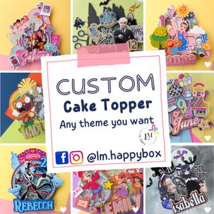 3D Shaker Custom Cake Topper, Handmade Theme Party Decoration